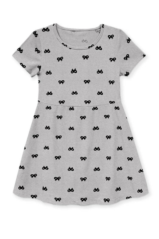 Skater S/S Dress w/ Bow Print - Perfect for Playful Days