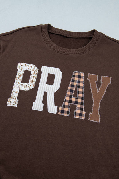 Striped PRAY Embroidered Patch Western Sweatshirt