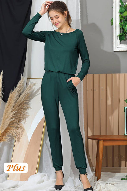 Neck Casual Jumpsuits Long Sleeve