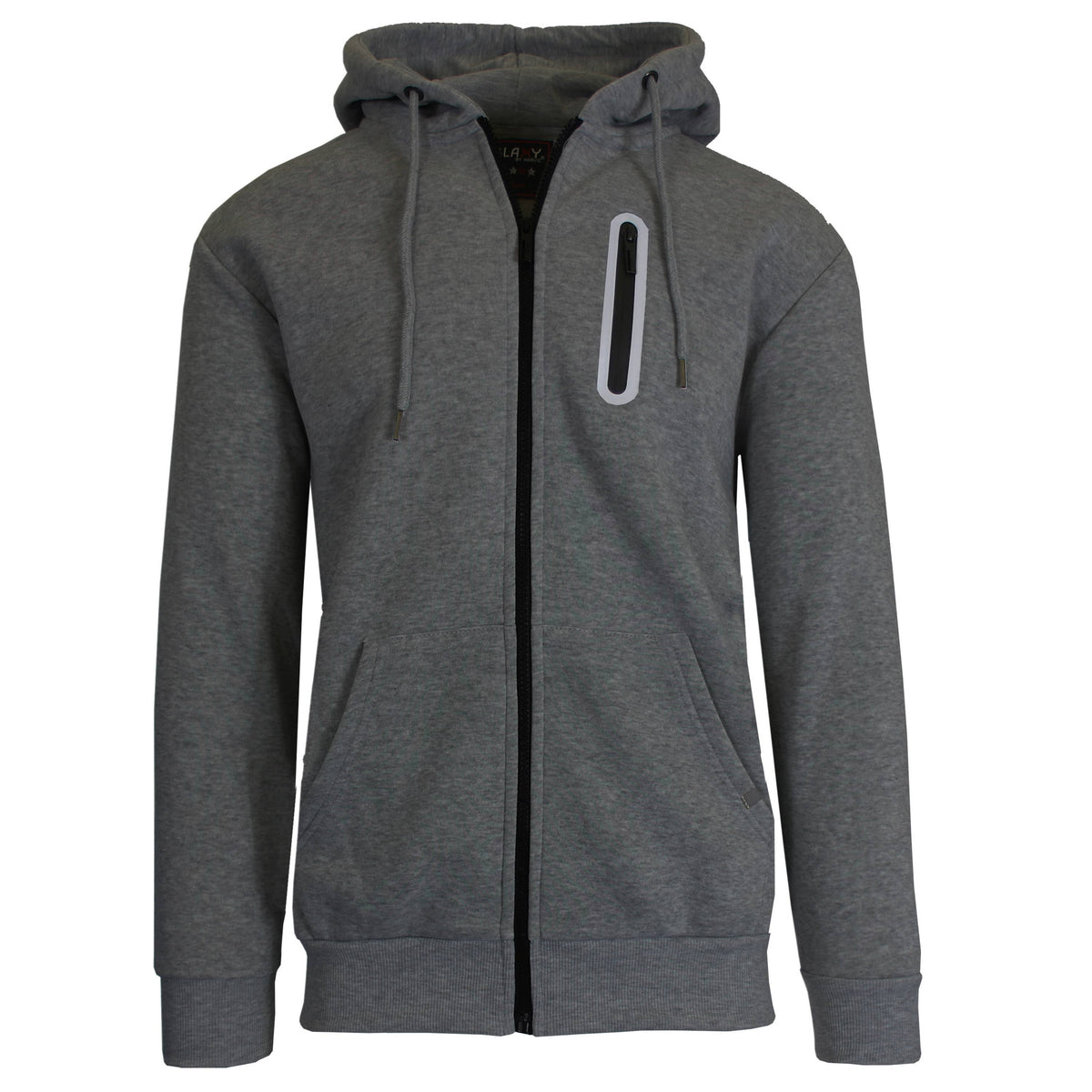 Men’s Fleece Lined Full Zip Hoodie W Reflective Zip Pocket