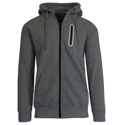 Men’s Fleece Lined Full Zip Hoodie W Reflective Zip Pocket