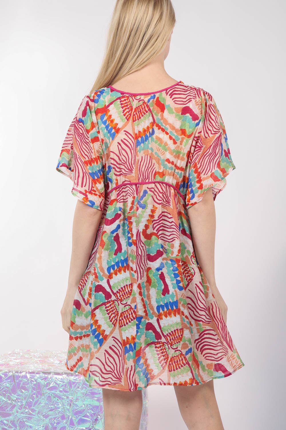 Multi Color Printed Coverup Mini Dress for Effortless Style
