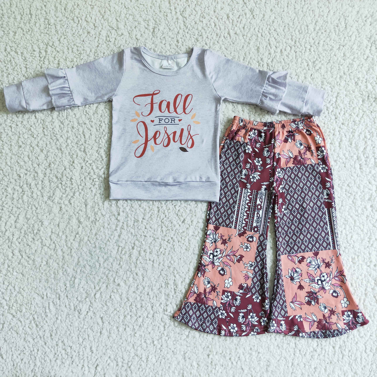 Fall for Jesus Shirt Patchwork Hose Mädchen Kleidung Set
