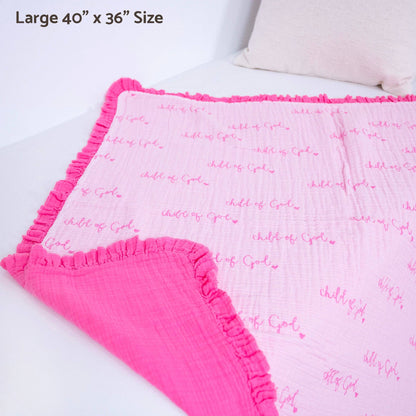 Musselin Steppdecke Baby & Kinder Rüschen-Decke Rosa Kind Gottes