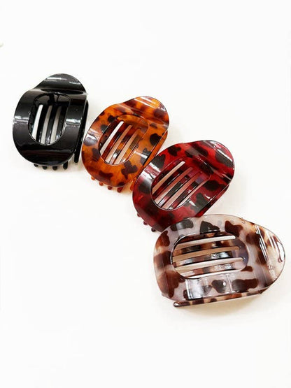 Leopard Combination of French Design Flat Hair Claw Clips