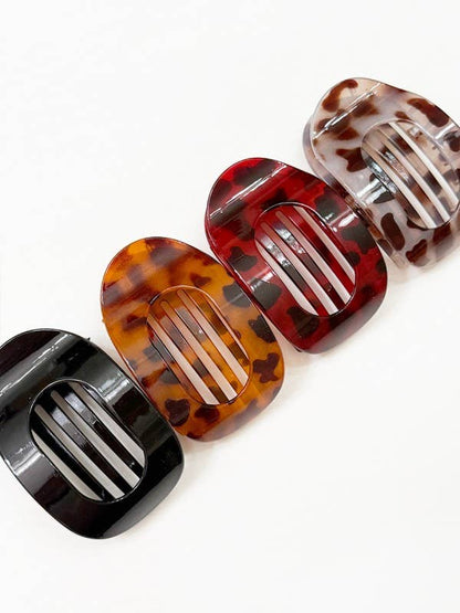 Leopard Combination of French Design Flat Hair Claw Clips