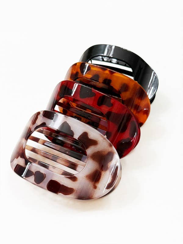 Leopard Combination of French Design Flat Hair Claw Clips